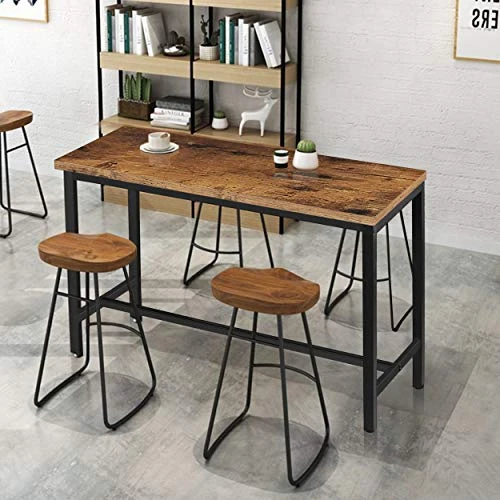 MUPATER 47'' High Bar Table Industrial Dining Table, Tall Counter Height Pub Table For Dining Room, Kitchen Or Living Room, 47.2''L X 23.6''W X 41.7''H, Rustic Brown 5 MUPATER 47'' High Bar Table Industrial Dining Table, Tall Counter Height Pub Table For Dining Room, Kitchen Or Living Room, 47.2''L X 23.6''W X 41.7''H, Rustic Brown - Image 5