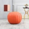 C COMFORTLAND Unstuffed Faux Leather Ottoman Pouf, Round Foot Rest Poof Ottomans, Floor Foot Stool Poufs, Bean Bag Chair Cover With Storage For Living Room, Bedroom, Or Wedding Gifts Orange