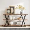 Tribesigns Sofa Table, 70.9 Inch 3 Tier Extra Long Console Table With Storage Shelves For Entryway Living Room, Rustic Brown Black