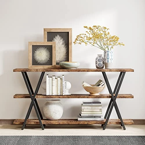 Tribesigns Sofa Table, 70.9 Inch 3 Tier Extra Long Console Table With Storage Shelves For Entryway Living Room, Rustic Brown Black 1 Tribesigns Sofa Table, 70.9 Inch 3 Tier Extra Long Console Table With Storage Shelves For Entryway Living Room, Rustic Brown Black