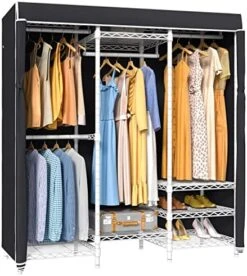 VIPEK V5C Heavy Duty Covered Clothes Rack Portable Bedroom Armoires Rack, Black Metal Clothing Rack With Black Cover, Adjustable Custom Freestanding Closet Wardrobe, Max Load 800LBS -Songmics Furniture Shop 518lvm00fRL. AC