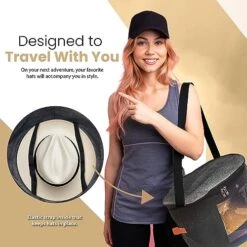 Hat Storage Organizer - 17 X 11 Inches - Hat Box For Travel With Viewing Window And Sturdy Felt - Cowboy Hat Holder And Carrier Hat Case For Sun Hats, Baseball Caps, Fedoras -Songmics Furniture Shop 518n9raVSgL