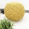 The Knitted Co. Cotton Pouf Handmade Macrame Ottoman - Farmhouse Rustic Accent Furniture - Footrest Round Bean Bag - For Living Room Bedroom Kids Room (Yellow, 18" X 18" X 14")