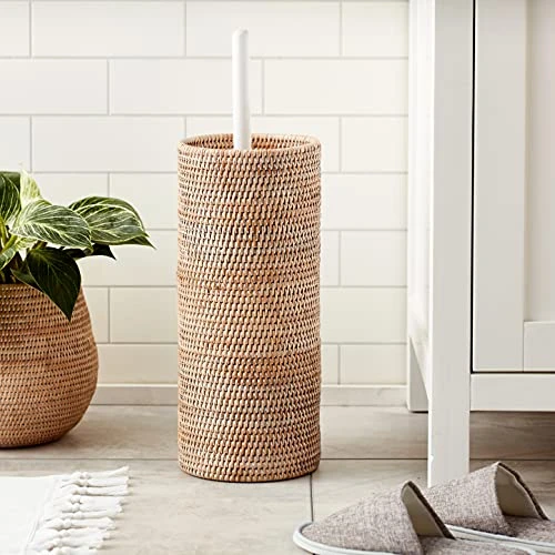 KOUBOO 1030058 La Jolla Hand Woven Rattan Toilet Roll Stand Pendant Lamp, White Wash 5 KOUBOO 1030058 La Jolla Hand Woven Rattan Toilet Roll Stand Pendant Lamp, White Wash - Image 5