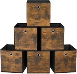 SONGMICS Storage Cubes, Set Of 6 Storage Bins With Handles, Foldable Oxford Fabric And Non-Woven Fabric Storage Boxes, 10.2x10.2x11 Inches, Fit Cube Storage Unit, Rustic Brown And Black URFB126B01 11 SONGMICS Storage Cubes, Set Of 6 Storage Bins With Handles, Foldable Oxford Fabric And Non-Woven Fabric Storage Boxes, 10.2x10.2x11 Inches, Fit Cube Storage Unit, Rustic Brown And Black URFB126B01 -Songmics Furniture Shop 518tafUfraL. AC
