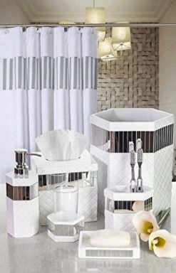 Creative Scents White Bathroom Trash Can – Decorative Mirrored Waste Basket For Bathroom - Space Friendly Wastebasket Rubbish Bin For Elegant Bathroom Decor (Quilted Mirror Collection) -Songmics Furniture Shop 518teF989tL