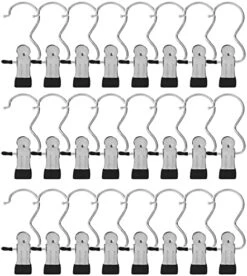 BEWISHOME 30 PCS Boot Hangers For Closet, Laundry Hooks With Clips, Boot Hanging Hold Clip, Clothes Pins, Space Saving Portable Travel Hangers Clip, Jeans, Tall Boots, Towel, Black FYC30B -Songmics Furniture Shop 518zWiEMk0L. AC