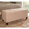 Linon Carmen Shoe Storage Ottoman, 20" X 48" X 20", Beige