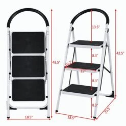 GENERIC 3-Step Portable Folding Steel Ladder With Wide Platform Steps, 330lbs Capacity 5 GENERIC 3-Step Portable Folding Steel Ladder With Wide Platform Steps, 330lbs Capacity -Songmics Furniture Shop 518zwuXprYL