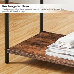 HOOBRO Freestanding Towel Rack, 4 Tier Blanket Rack Stand, 16.3"L X 11.2"W X 31.3"H, Blanket Ladder Holder, Quilt Rack, Drying And Display Rack, Living Room, Bathroom, Rustic Brown And Black BF64LB01 -Songmics Furniture Shop 5193Id7YsNL