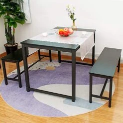 Coral Flower Soho Home Traditional Dining Table,48 Inches Long, Top With Metal Frame, Black 1 -Songmics Furniture Shop 5195jAMMvwL