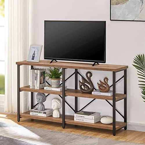 BON AUGURE Rustic Console Table With Shelves Behind Sofa, Industrial 3 Tier Entry Table For Hallway, Farmhouse Entryway Table For Living Room (55 Inch, Vintage Oak) 6 BON AUGURE Rustic Console Table With Shelves Behind Sofa, Industrial 3 Tier Entry Table For Hallway, Farmhouse Entryway Table For Living Room (55 Inch, Vintage Oak) - Image 6