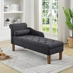 24KF Modern Upholstered Tufted Chaise Lounge Chair, Comfortable Fashional Living Room Chaise Chairs-Dark Grey -Songmics Furniture Shop 519GkXh1kL. AC