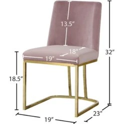 Meridian Furniture Heidi Collection Modern | Contemporary Velvet Upholstered Dining Chair With Polished Gold Metal Frame, Set Of 2, 19" W X 23" D X 32" H, Pink -Songmics Furniture Shop 519IEQKyPgL