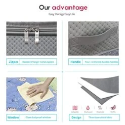 Onlyeasy Foldable Underbed Bags 2 Pack, Thick Blankets Clothes Comforters Storage Bag Breathable Zippered Organizer For Bedroom With Clear Window And 4 Handles, 39.4x19.7x7.1 In, Grey, MX3QR100L 10 Onlyeasy Foldable Underbed Bags 2 Pack, Thick Blankets Clothes Comforters Storage Bag Breathable Zippered Organizer For Bedroom With Clear Window And 4 Handles, 39.4x19.7x7.1 In, Grey, MX3QR100L -Songmics Furniture Shop 519M7PmaXlL