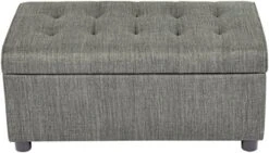 FIRST HILL FHW Arlos Rectangular Fabric Storage Ottoman With Tufted Design - Shadow Gray -Songmics Furniture Shop 519O0PWyaqL