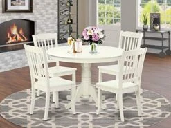 East West Furniture HLDA5-BMK-W 5PC Round 42 Inch Table And 4 Vertical Slatted Chairs -Songmics Furniture Shop 519QCR22mL. AC