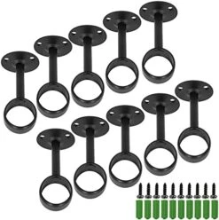 AYSUM 10 Pack 1 Inch Curtain Rod Ceiling-Mount Bracket Curtain Rod Brackets, Shower Curtain Closet Rod Holders For 1 Inch Rod, Wardrobe Pole Flange Socket With Matching Screws, Black -Songmics Furniture Shop 519RZ64QGJS. AC