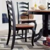 Home Styles French Countryside Oak And Black Pair Of Dining Chairs With Distressed Oak Contoured Seat, Rubbed Black Finish, And French Leg Design