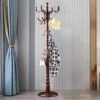 Birch Coat Rack Freestanding, Wooden Tree Coat Rack With 14 Hooks, Pure Natural Solid Tree Coat Hanger With Stable Disc Base, Adjustable Floor Hanger For Hat, Bedroom Living Room Office(Mahogany)…
