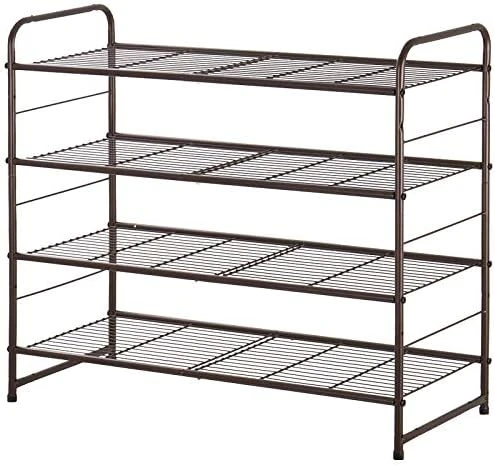 Bextsrack 3-Tier Shoe Rack, Stackable & Adjustable Wire Grid Shoe Shelf Storage Organizer For Closet Bedroom Entryway - Bronze 8 Bextsrack 3-Tier Shoe Rack, Stackable & Adjustable Wire Grid Shoe Shelf Storage Organizer For Closet Bedroom Entryway - Bronze - Image 8