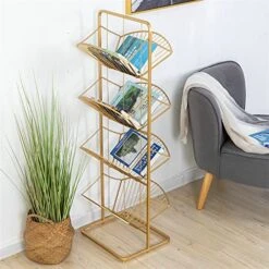 AARTEX Cabinet Shelf, Iron Folding Bookshelf Living Room Study Storage Rack Office Newspaper Magazine Storage Rack -Songmics Furniture Shop 519enmGMRvL