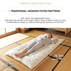 EMOOR Space-Saving Japanese Futon Set (Futon Mattress, Comforter & Pillow) Compact-Twin, Made In Japan, Foldable Floor Sleeping Mattress Shikibuton Tatami Mat Camp Guest-Use -Songmics Furniture Shop 519fPn9haoL