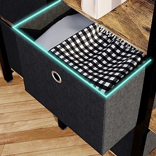 IRONCK Garment Racks With Shelves 4 Drawers And 8 Hooks Heavy Duty Closet Organizer For Hanging Clothes, Freestanding Closet Wardrobe Rack, Vintage Brown 4 IRONCK Garment Racks With Shelves 4 Drawers And 8 Hooks Heavy Duty Closet Organizer For Hanging Clothes, Freestanding Closet Wardrobe Rack, Vintage Brown - Image 4