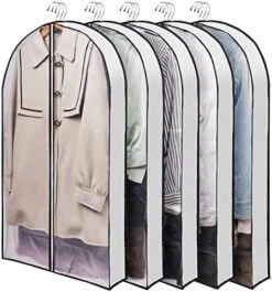 Wutrye 40" Full Clear Garment Bags For Hanging Clothes With 6" Gusset 2 Zippers Transparent Suit Bags Protector Cover For Travel Moving Closet Storage Moth Proof Sweater Jacket Coat Shirts 3 Packs -Songmics Furniture Shop 519nBz7XXL. AC