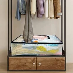 AMJ 3-Pack Clear Clothes Storage Bag With Reinforced Handle, Foldable Heavy-Duty Tote For Space Saving, Vinyl Storage Bag For Comforter, Blanket, Bedding, Duvet, Moving Totes (Clear) 11 AMJ 3-Pack Clear Clothes Storage Bag With Reinforced Handle, Foldable Heavy-Duty Tote For Space Saving, Vinyl Storage Bag For Comforter, Blanket, Bedding, Duvet, Moving Totes (Clear) -Songmics Furniture Shop 519nanODLsL