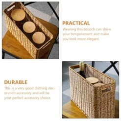 Angoily Magazine Storage Baske Seagrass Woven File Holder Narrow Place Storage Holder Book Wicker Basket Storage Basket Bin For Home Office Desk -Songmics Furniture Shop 519pzXbLP2L