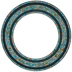 Zorigs Mosaic Mirror, Wall Art Décor – Handcrafted Decorative Wall Mirror, Turquoise, Coffee Brown, Green Mosaic Mirror, 24” Frame, 15" Round Mirror For Hallway, Bedroom, Bathroom, Living Room