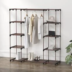 Simple Houseware Wardrobe Portable Closet Clothes Rack Shelf Organizer, Bronze -Songmics Furniture Shop 519uySNnNcS