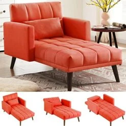 Lamerge Sleeper Sofa Chair Bed, 3-in-1 Convertible Chair Bed With Pillow,Adjustable Backrest Chaise Lounge Sleeper Couch Bed,Velvet Sofa Bed Reclining Chair For Apartment,Solid Wood Legs,Red -Songmics Furniture Shop 519zgiEXFwL. AC