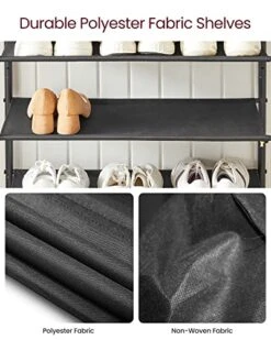 VASAGLE Shoe Rack, 5 Tier Shoe Storage Rack For 12-16 Pairs Of Shoes, Shoe Organizer For Entryway, With 4 Fabric Shelves And Wooden Top, Steel Frame, Industrial, Rustic Brown And Black ULBS036B01 -Songmics Furniture Shop 519zjTPlOzL