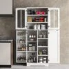 TOLEAD 64" Pantry Cabinets With Doors And Shelves, Freestanding Tall Kitchen Pantry Storage Cabinet, Modern Food Pantry Cabinet Cupboard For Kitchen, Living Room, Dining Room, White