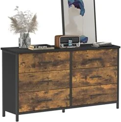 IKNEO 7 Drawer Tall Dresser, Industrial Wood Storage Dresser Clothes Organizer, Sturdy Steel Frame, Storage Dresser For Bedroom -Songmics Furniture Shop 51A0aMYMFAL. AC