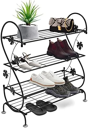 CLSYO 3-Tier Shoe Rack, Metal Shoe Stand Organizer, Shoe Shelf For Storage Closets, Entryway, Hallway And Cloakroom, Black 8 CLSYO 3-Tier Shoe Rack, Metal Shoe Stand Organizer, Shoe Shelf For Storage Closets, Entryway, Hallway And Cloakroom, Black - Image 8