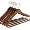 Quality Hangers Wooden Hangers Beautiful Sturdy Suit Curved Hangers Great For Travelers Heavy Duty Coat Hanger With Locking Bar Gold Hooks (5 Pack)