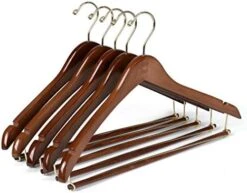 Quality Hangers Wooden Hangers Beautiful Sturdy Suit Curved Hangers Great For Travelers Heavy Duty Coat Hanger With Locking Bar Gold Hooks (5 Pack) -Songmics Furniture Shop 51A30oQp02L. AC
