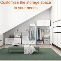 Aeitc Portable Wardrobe Closets 14"x18" Depth Bedroom Armoire, Clothes Storage Organizer With Doors, 25 Cubes, White -Songmics Furniture Shop 51A5u6fpXqL 1