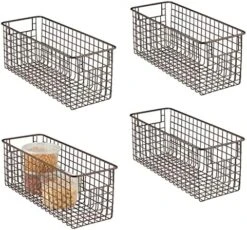 MDesign Shallow Metal Wire Basket For Storage Pantry - Kitchen Organization Basket With Handles - Bin Basket For Organizing Cabinets Or Countertop - Concerto Collection - 4 Pack - Bronze 23 MDesign Shallow Metal Wire Basket For Storage Pantry - Kitchen Organization Basket With Handles - Bin Basket For Organizing Cabinets Or Countertop - Concerto Collection - 4 Pack - Bronze -Songmics Furniture Shop 51AC1wifXL. AC