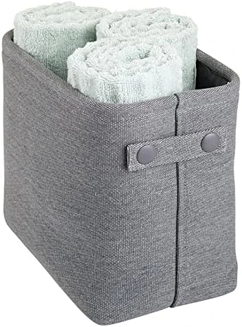 MDesign Narrow Fabric Storage Bin Basket With Handles For Bathroom Closet, Vanity, Cabinet, Cubby, Countertop, Tall Slim Baskets For Towels, Toilet Tissue, Crane Collection - Light Gray 13 MDesign Narrow Fabric Storage Bin Basket With Handles For Bathroom Closet, Vanity, Cabinet, Cubby, Countertop, Tall Slim Baskets For Towels, Toilet Tissue, Crane Collection - Light Gray - Image 13