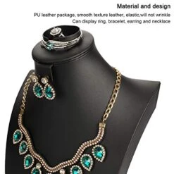 SYYSY Jewelry Bust,Necklace Bust Jewelry Displays For Shows,Black Leather Bust For Jewelry Display,Jewelry Stand For Necklace,Bracelets,Earrings,Rings (H16.3inch) -Songmics Furniture Shop 51AHhV16uFL