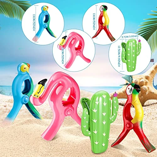 8 Pieces Beach Towel Clips Beach Chair Clips Towels Portable Parrot Flamingo Cactus Swallow Beach Towel Holder For Towels Cruise Pool Holiday Outdoor Clothes Pins (Multicolor,Multi Style) 2 8 Pieces Beach Towel Clips Beach Chair Clips Towels Portable Parrot Flamingo Cactus Swallow Beach Towel Holder For Towels Cruise Pool Holiday Outdoor Clothes Pins (Multicolor,Multi Style) - Image 2