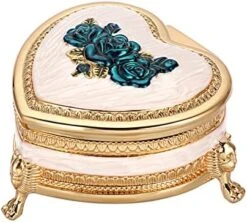 Hipiwe Vintage Metal Jewelry Box With Antique Flower Carved, Small Heart Shape Trinket Organizer Box Earrings Rings Necklace Bracelet Storage Holder, Keepsake Gift Box For Girl And Women -Songmics Furniture Shop 51ANIXm9I6L. AC