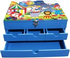 Enigmatic Woodworks Multi Drawer Wood Lotus Storage Box, Blue -Songmics Furniture Shop 51ATuAdSpL. AC