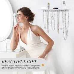 Volepet Acrylic Necklace Holder Set Of 2 With Floating Shelf,Wall Mounted Neckace Organizer Hanging,Clear Necklace Hanger,Necklace Jewelry Hook, Bracelet, Gift For Girls -Songmics Furniture Shop 51AU4uIkz4L