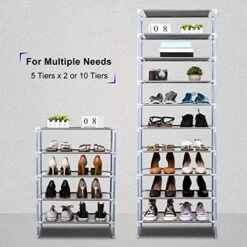 Jaketen 10 Tiers Shoe Rack, Easy Assembled Non-Woven Fabric Shoe Tower Stand, Sturdy Multi-use Shelf Organizer Cabinet For Space Saving Storage 8 Jaketen 10 Tiers Shoe Rack, Easy Assembled Non-Woven Fabric Shoe Tower Stand, Sturdy Multi-use Shelf Organizer Cabinet For Space Saving Storage -Songmics Furniture Shop 51AbTcVTBXL