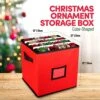 GENERIC Christmas Ornament Storage Box - 12 X 12 Inch, 4-Layer Ornament Storage Container Fits Up To 64 Christmas Balls - Heavy-Duty Polyester Ornaments Storage And Organizer With Removable Lid